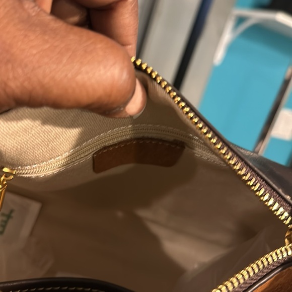 Chocolate and rust suede handbag, shoulder or handheld - Picture 9 of 10